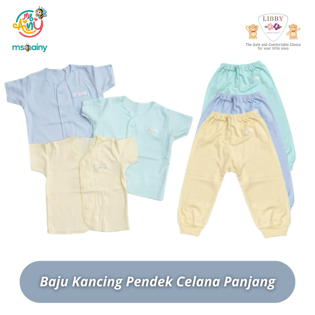 LIBBY Setelan Baju Kancing Anak-Unisex Polos Warna (SETELAN Pendek Celana Panjang LIBBY - SETELAN Pa