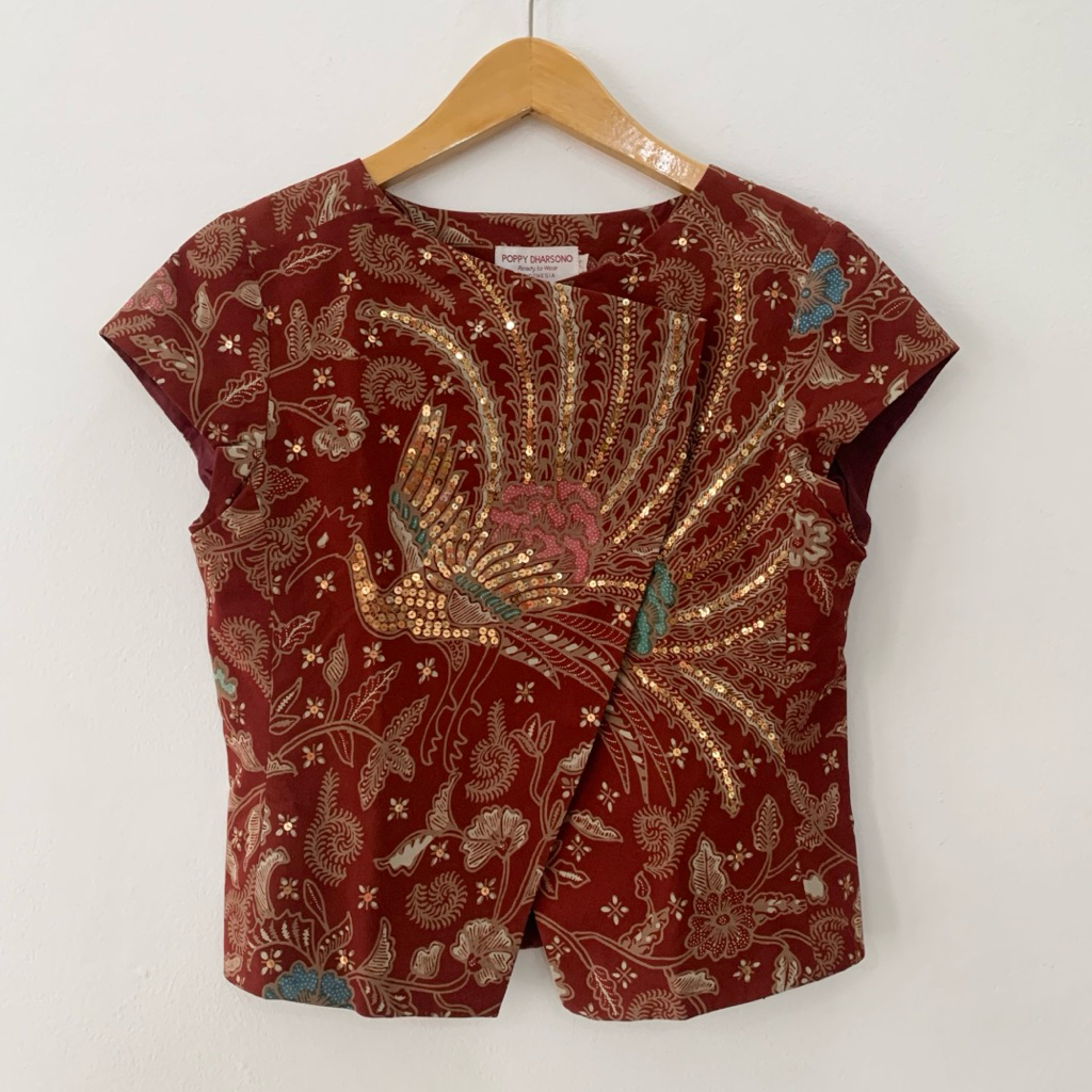 POPPY DHARSONO Sequins Crop Top Batik Tulis