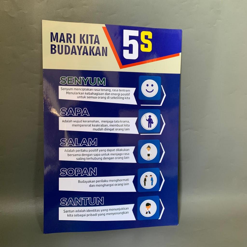 Poster Budayakan 5S - Poster Budaya Senyum Salam Sapa - Laminating Glossy