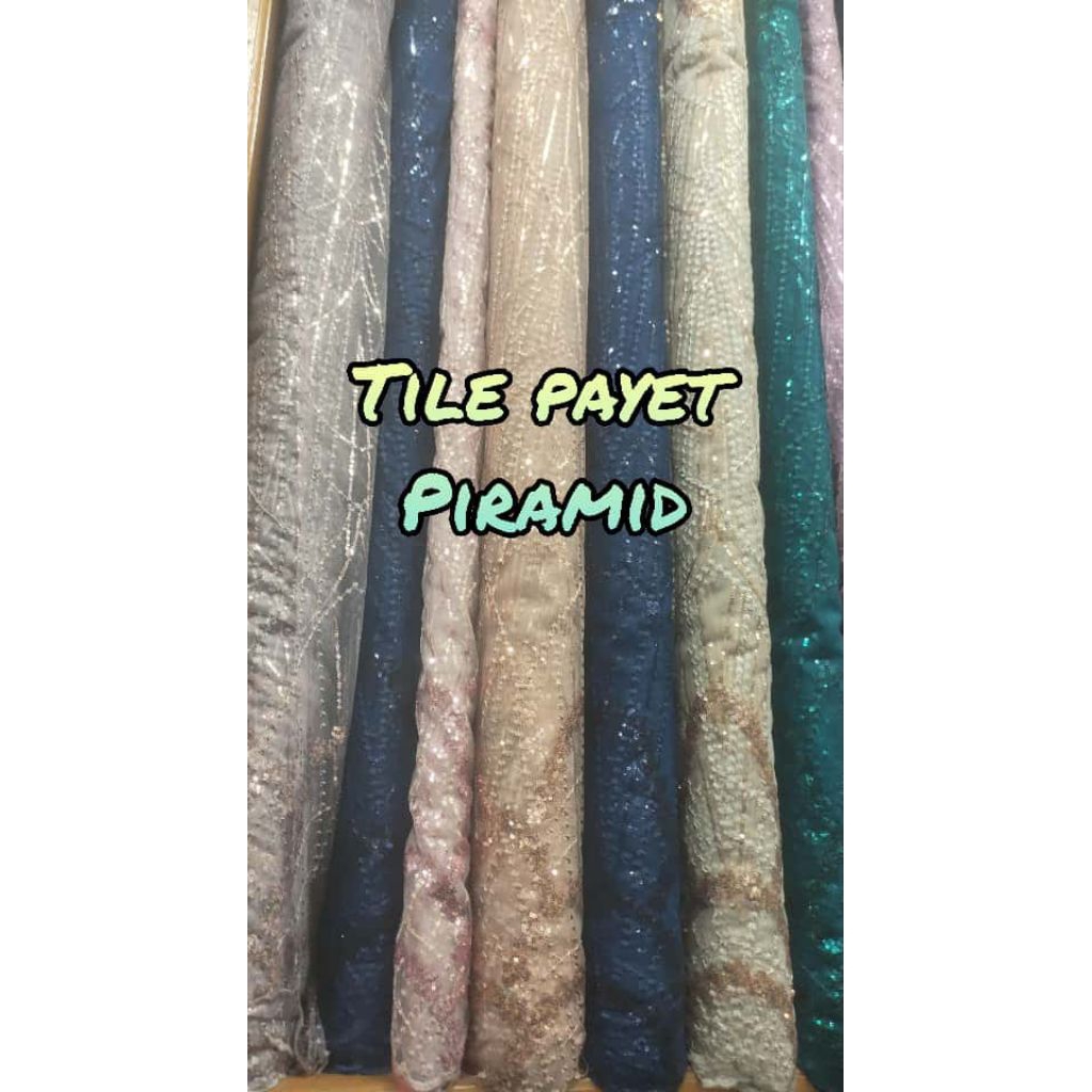 Kain Tille Payet Motif Piramid # Bahan Kebaya # Kain Kebaya # Tille Payet 2 Mili