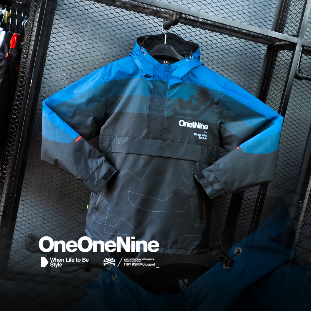 Oneonenine Ksr Jaket Big Pocket Flex Blue - Jaket Motor Sport Camo Polyester Waterproof