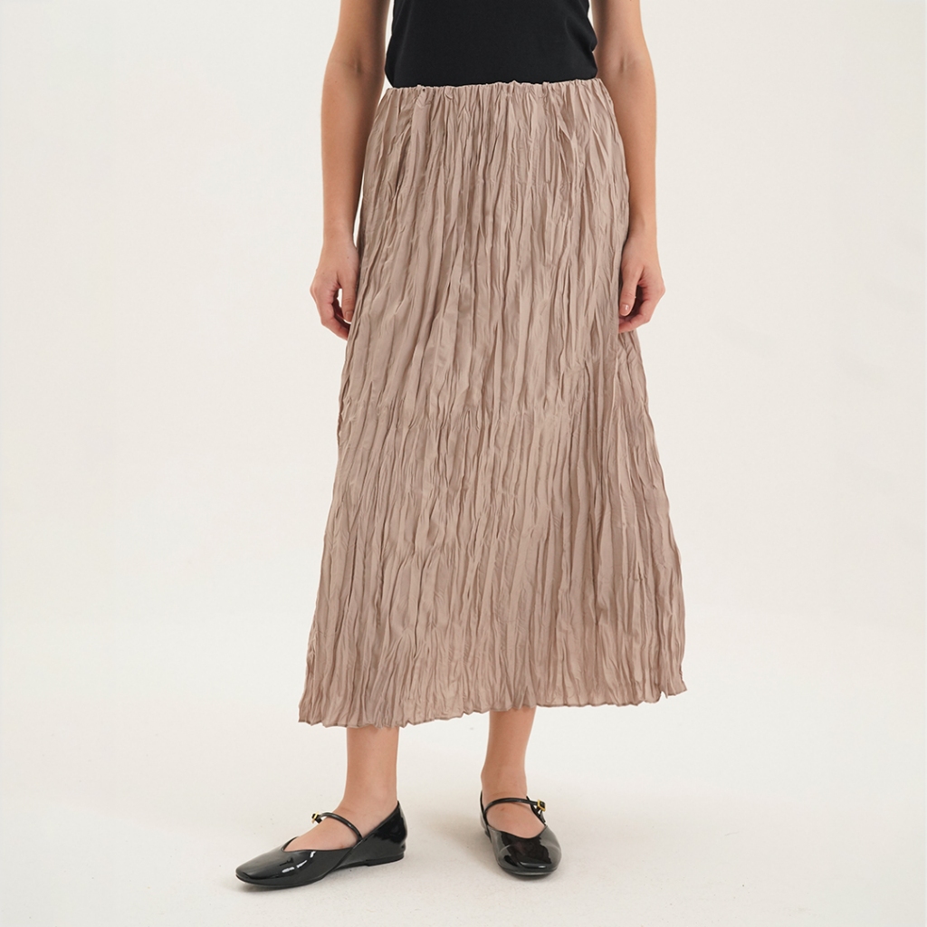 Mississippi Pleated Satin Skirt Rok Midi L03000176M Taupe
