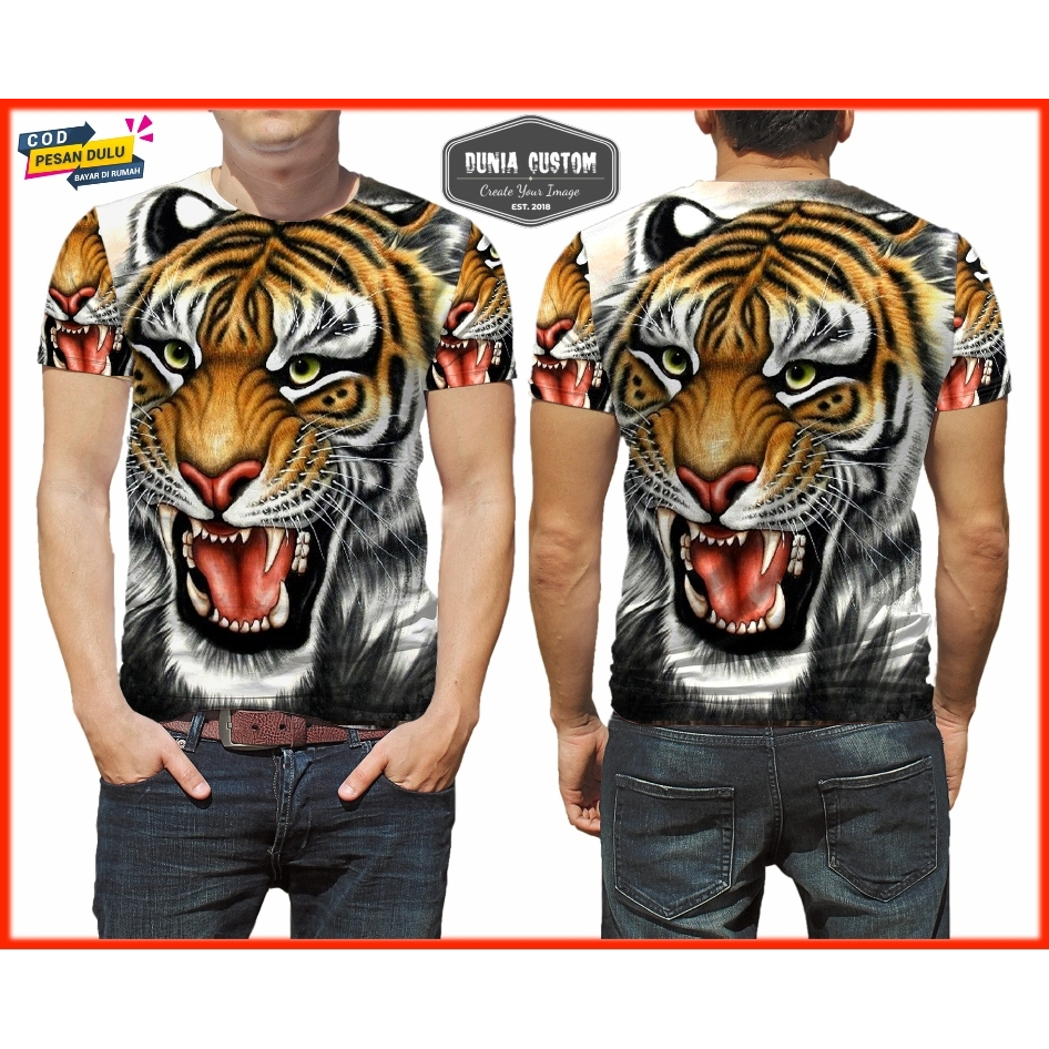 Kaos Harimau | Baju Macan Pria | Kaos gambar harimau | Jersey Tiger Fullprint | Baju Harimau Putih