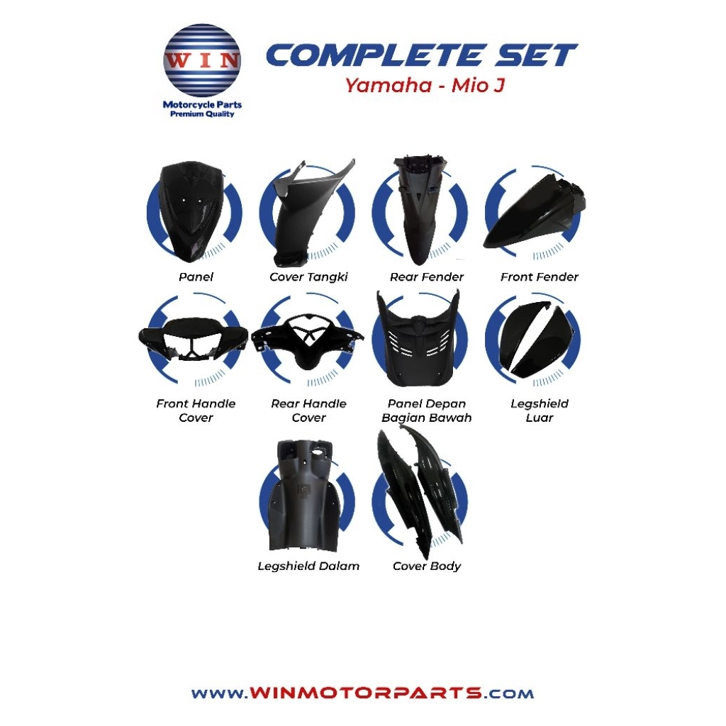 COMPLETE BODY SET HALUS+KASAR MIO-J HITAM ORIGINAL WIN