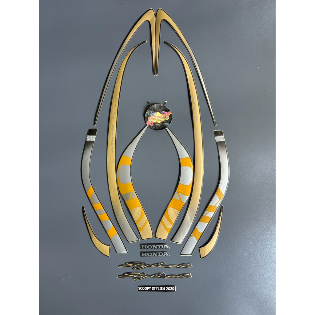 STRIPING STIKER SCOOPY STYLISH 2020 2021 GREY ABU GOLD GRADE ORI
