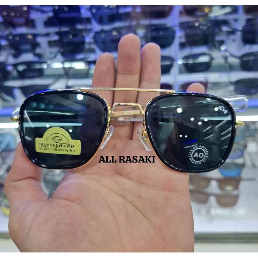 kacamata hitam pria AO diamond hard kaca asli antisilau