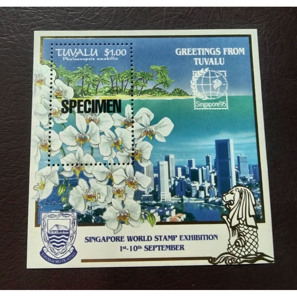 Ss Prangko Lawas LN TUVALU SPECIMEN Singapore World Stamp Exhibition