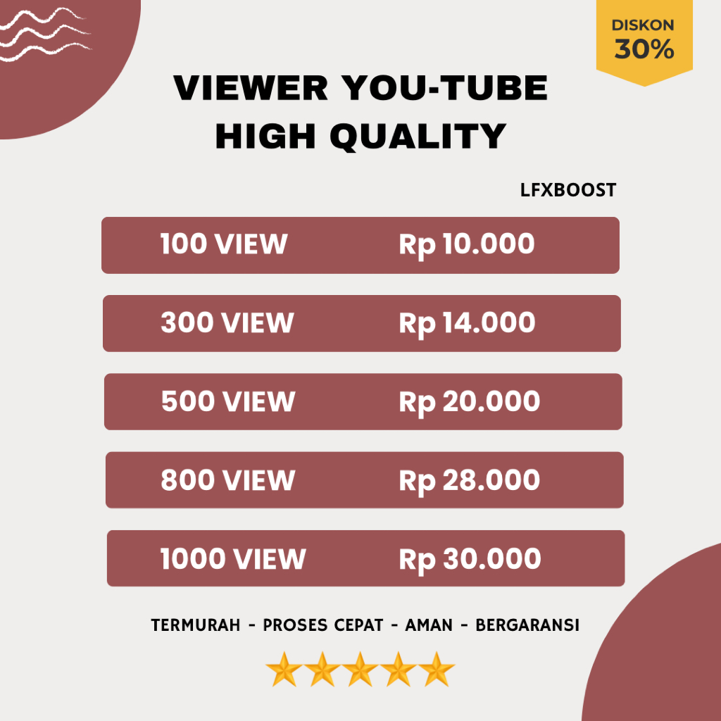 DISKON HARI INII VIEW VIEWERS YOUTUBE VIEW YT YTB HIHG QUALITY BERGARANSI MURAH NON-DROP PERMANEN YO