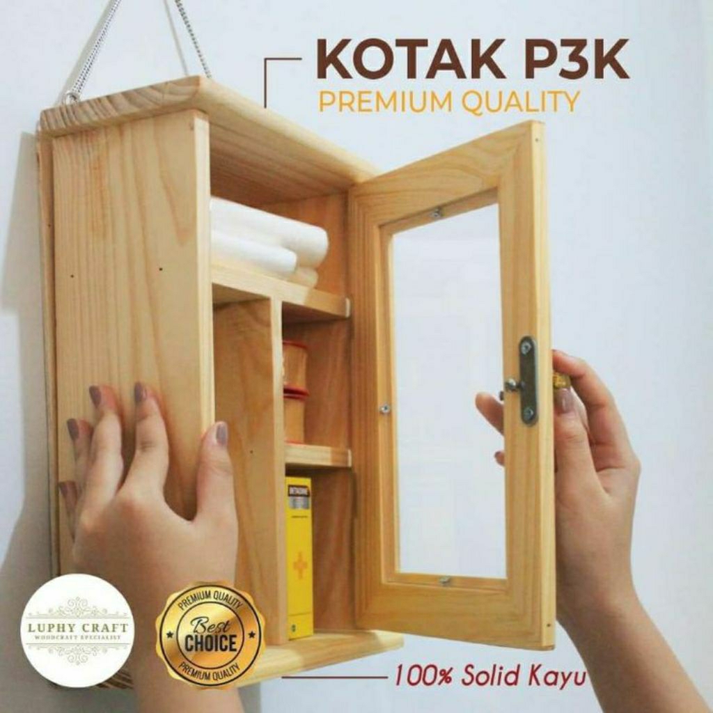 KOTAK P3K KAYU AKRILIK KOTAK OBAT KAYU JATI BELANDA