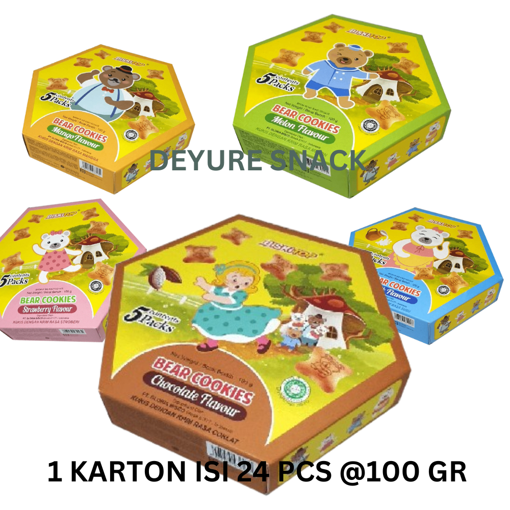 BISKITOP BISKUIT BEAR COKIES SEGI 100GR X 24 PCS ( KARTON)