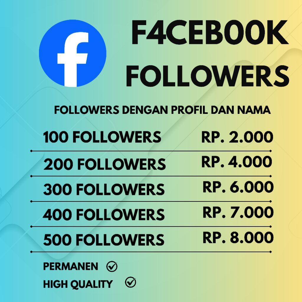 PROMO PAKET MURAH FOLLOWERS F4CEB00K PROFIL FANSPAGE