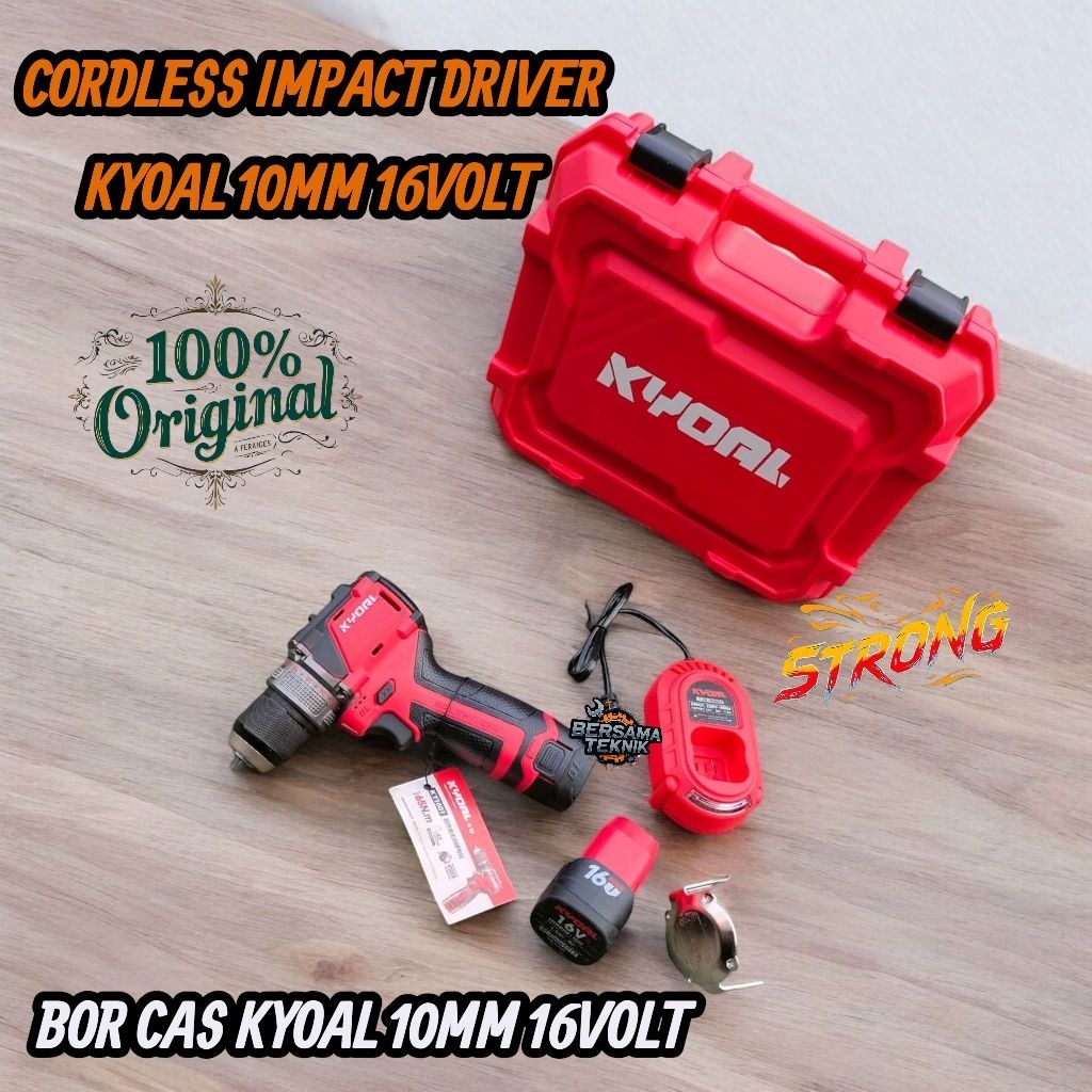KYOAL Mesin Bor Charge 2Baterai Cordless Drill Brushless Mesin Bor Cas 16volt Multifungsi - KY-1601