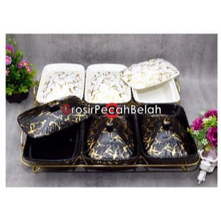 Wadah Saji Penghangat Casserole Basi Set Motif Marble Fiorenza 988