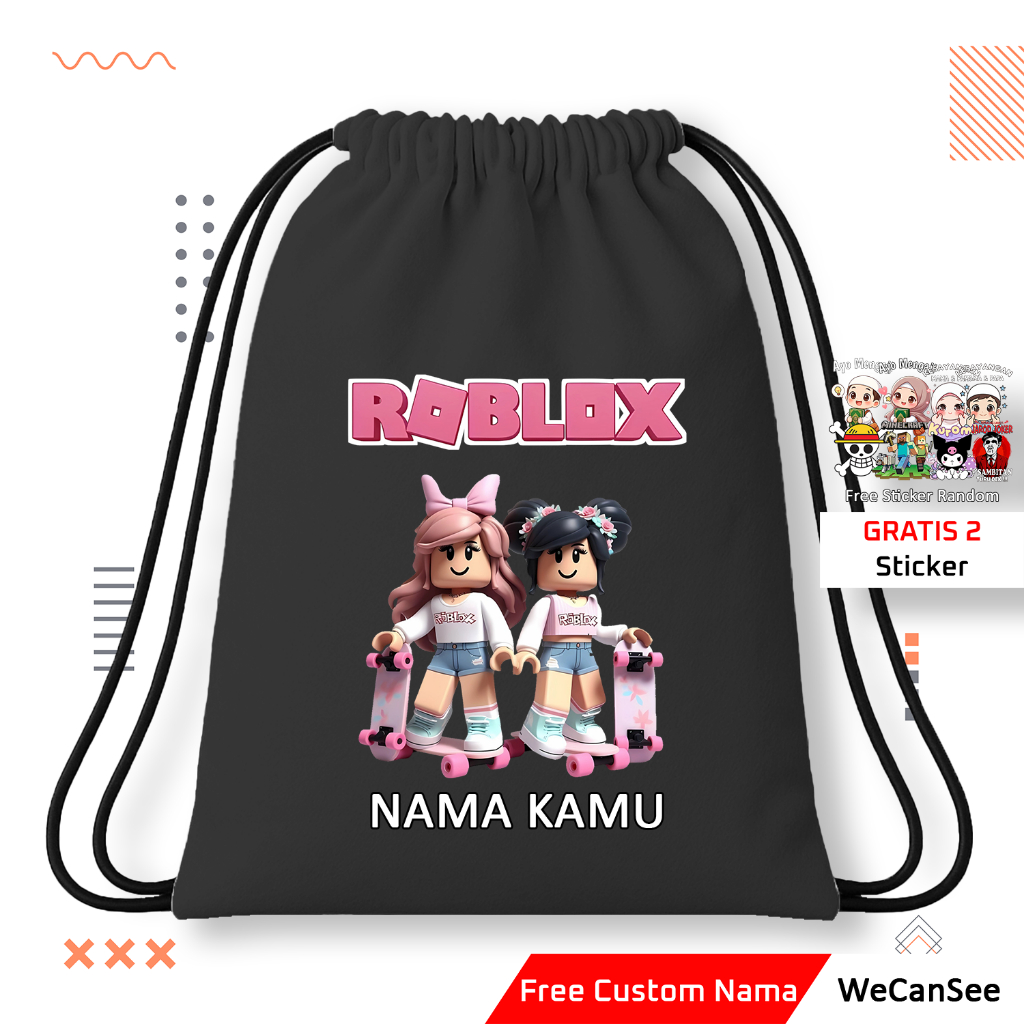 Tas Serut | Tas Serut Anak | Tas Serut Anak Cewek Roblox Gratis Nama | Tas Serut Roblox Custom Nama