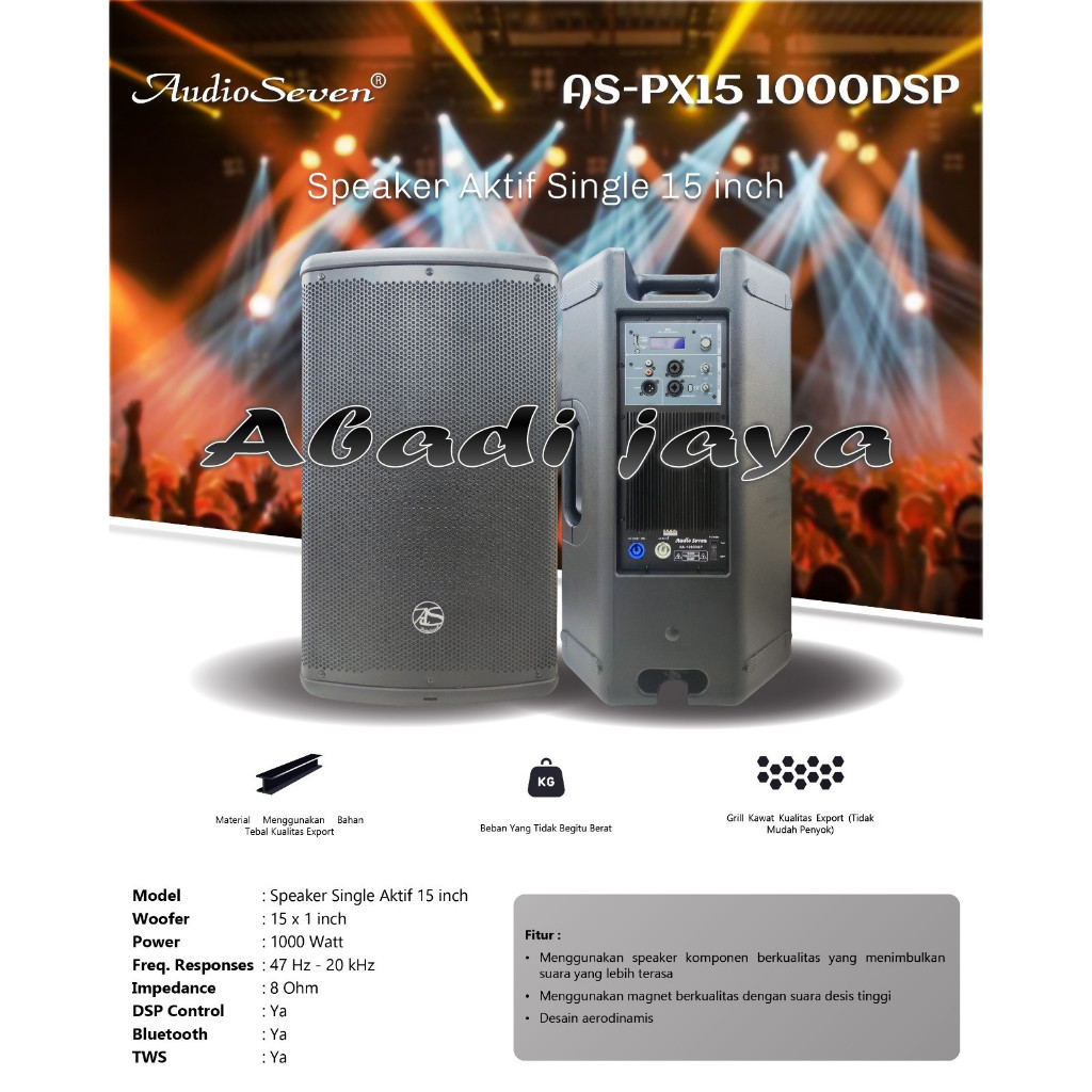 SPEAKER AKTIF AUDIO SEVEN AS PX15 1000 DSP / AS PX 15 DSP / ASPX151000DSP 15 INCH 2 BUAH ORIGINAL