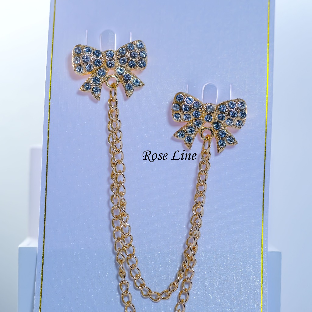 Bros Rantai Arlene Twin Bow | Bros Pita Elegan Mewah Hijab & Blazer | Aksesoris Fashion Wanita Moder