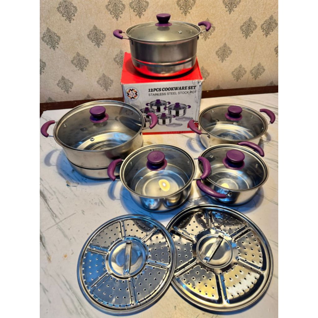 Panci set | panci stainless | panci 5 in 1 | panci serbaguna tutup kaca