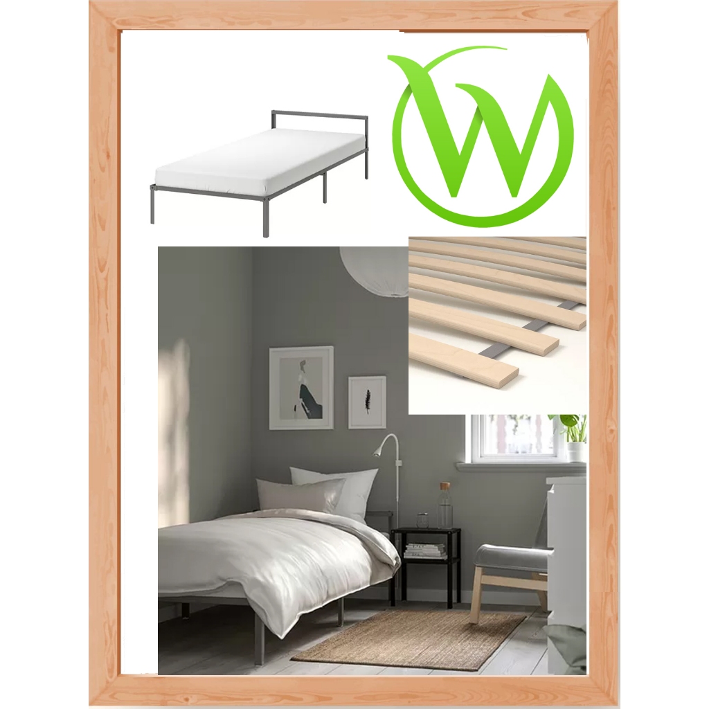 Rangka tempat tidur single sederhana kokoh GRIMSBU Bed frame, abu-abu/luroy, 90x200 cm