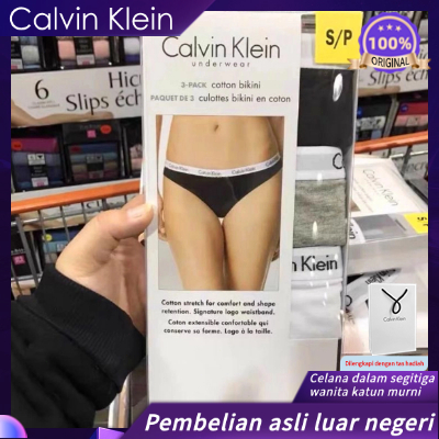 Celana dalam wanita Calvin Klein impor asli - celana dalam wanita pinggang sedang berbahan katun yan