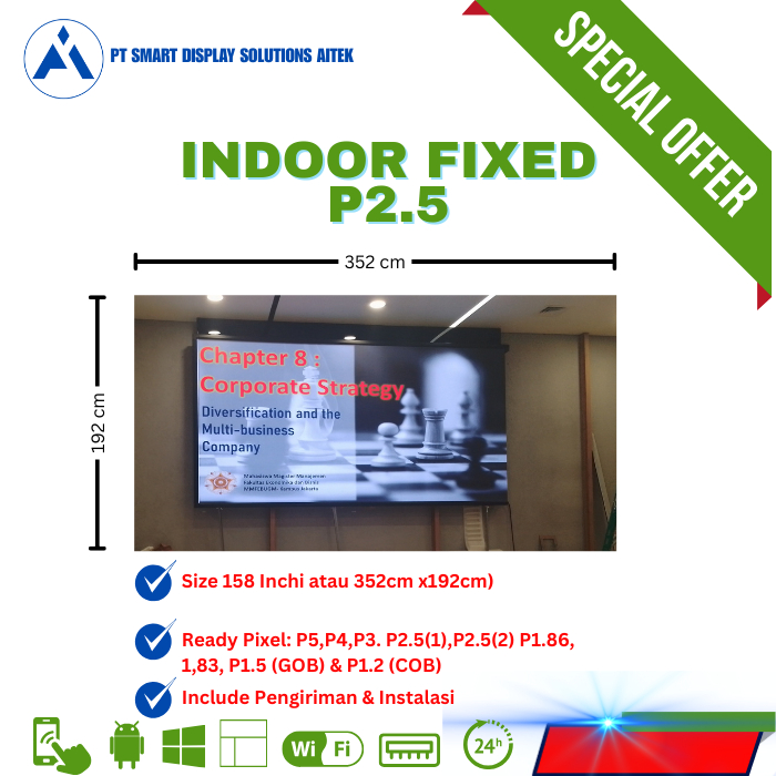 Videotron Indoor Murah P2.5 Lengkap Module Cabinet Hight Quality Ruang Meeting Aula Size Customize