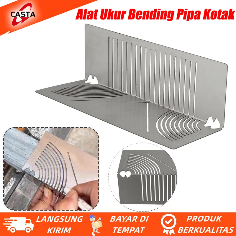 CASTA Alat Pengukur dan Penanda Tabung Persegi Penggaris Baja Lipat Sudut Busur 90° Penggaris Gambar