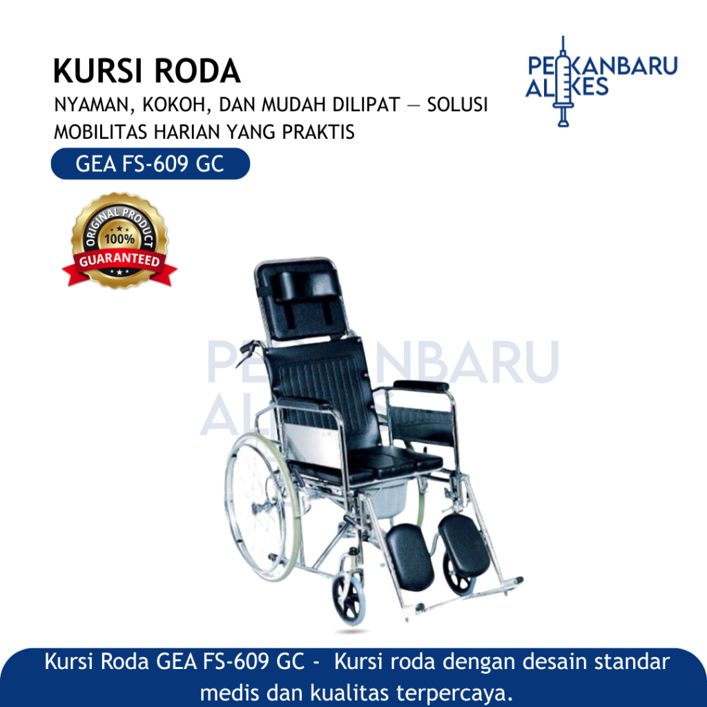 Kursi Roda Gea FS-609 GC / Kursi Roda 3in1 Serenity BAB Tidur Pijakan Kaki / Pekanbaru Alkes