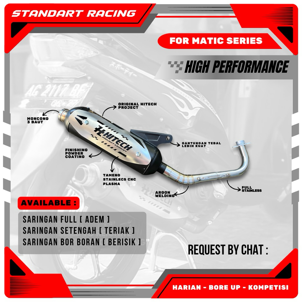 knalpot matic bas adem teriak mio sporty smile soul fino karbu mio j gt original HITECH PROJECT bisa