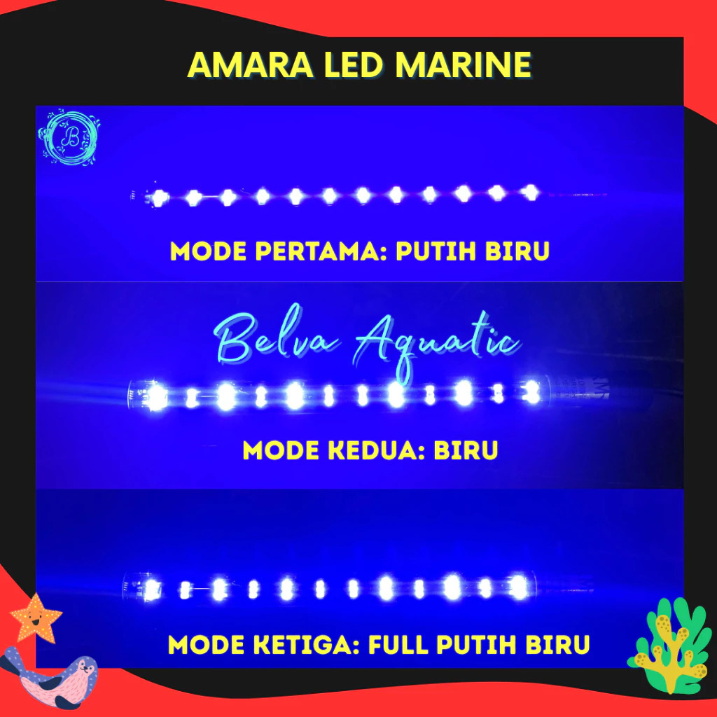 LAMPU LED AQUARIUM WARNA BIRU 3 MODE LAMPU IKAN GLOW FISH LAMPU IKAN LAUT Lampu Aquarium Biru