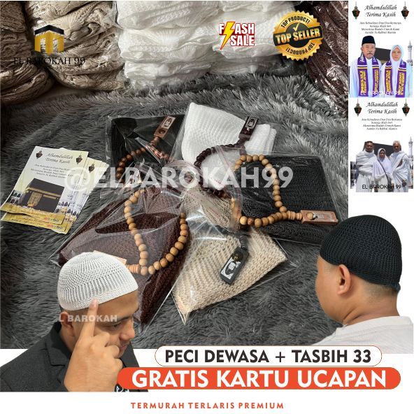 ELBAROKAH99 ELBAROKAH99 PECI RAJUT Dewasa Original Turki Asli, oleh-oleh haji dan umroh, peci/ciput 
