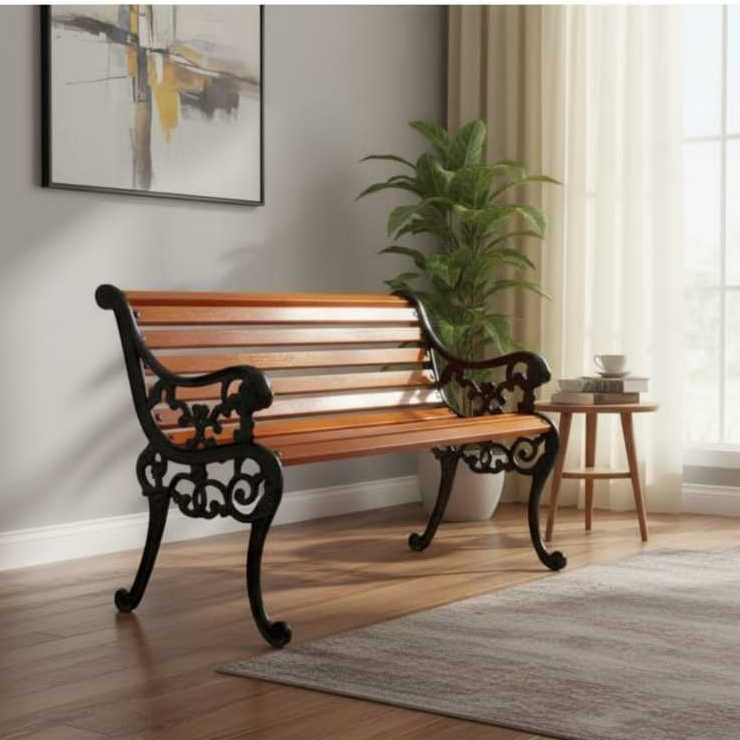 Kursi Taman Besi Dudukan Kayu