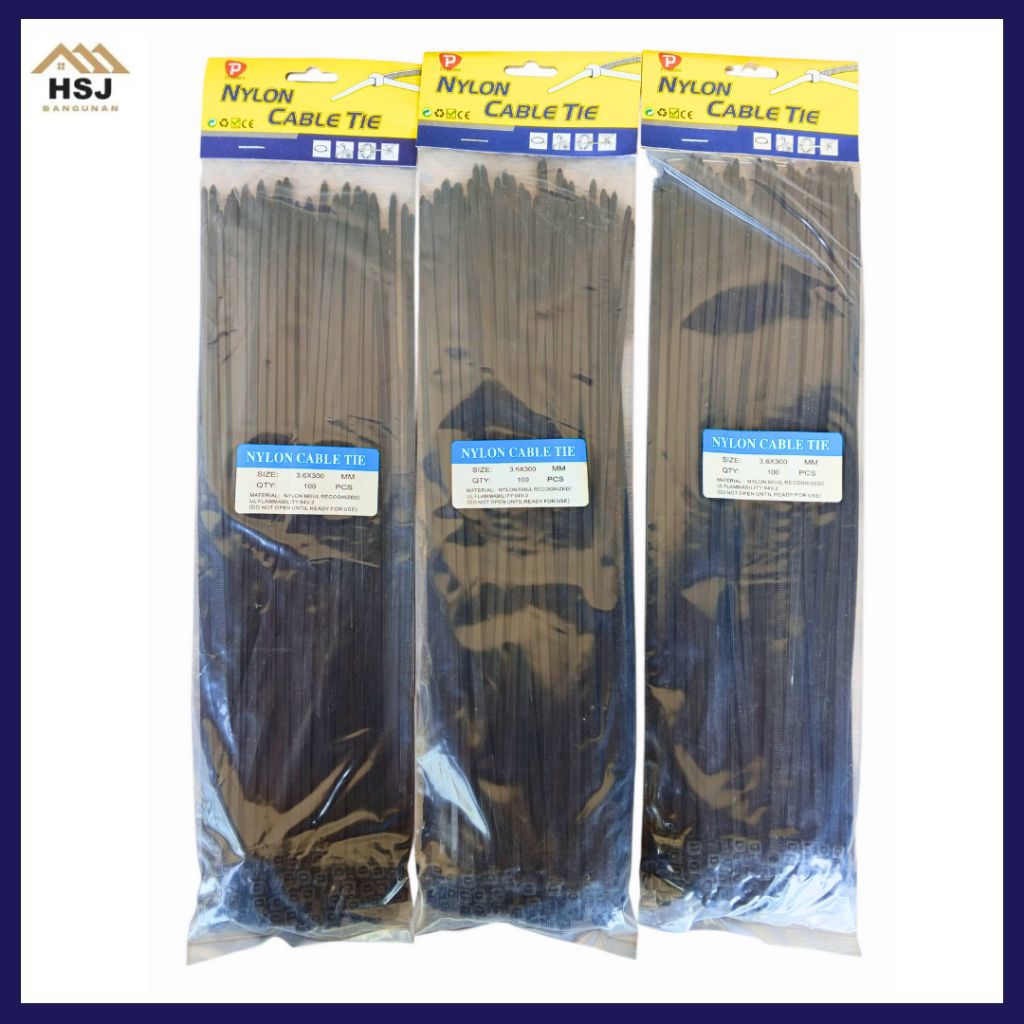 [ ECER / GROSIR ] Kabel Ties Nylon Mini Ikat 3.6 x 300mm Kabel Serbaguna Cable Tie isi 100pcs Warna 