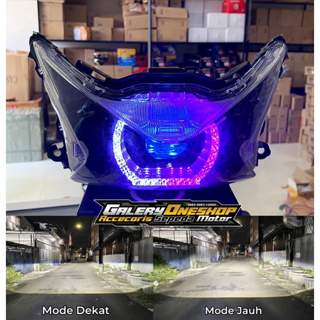 Reflektor Lampu Biled Beat New Deluxe 2025 Gen Ring Cristal RGB 4,5 Inc