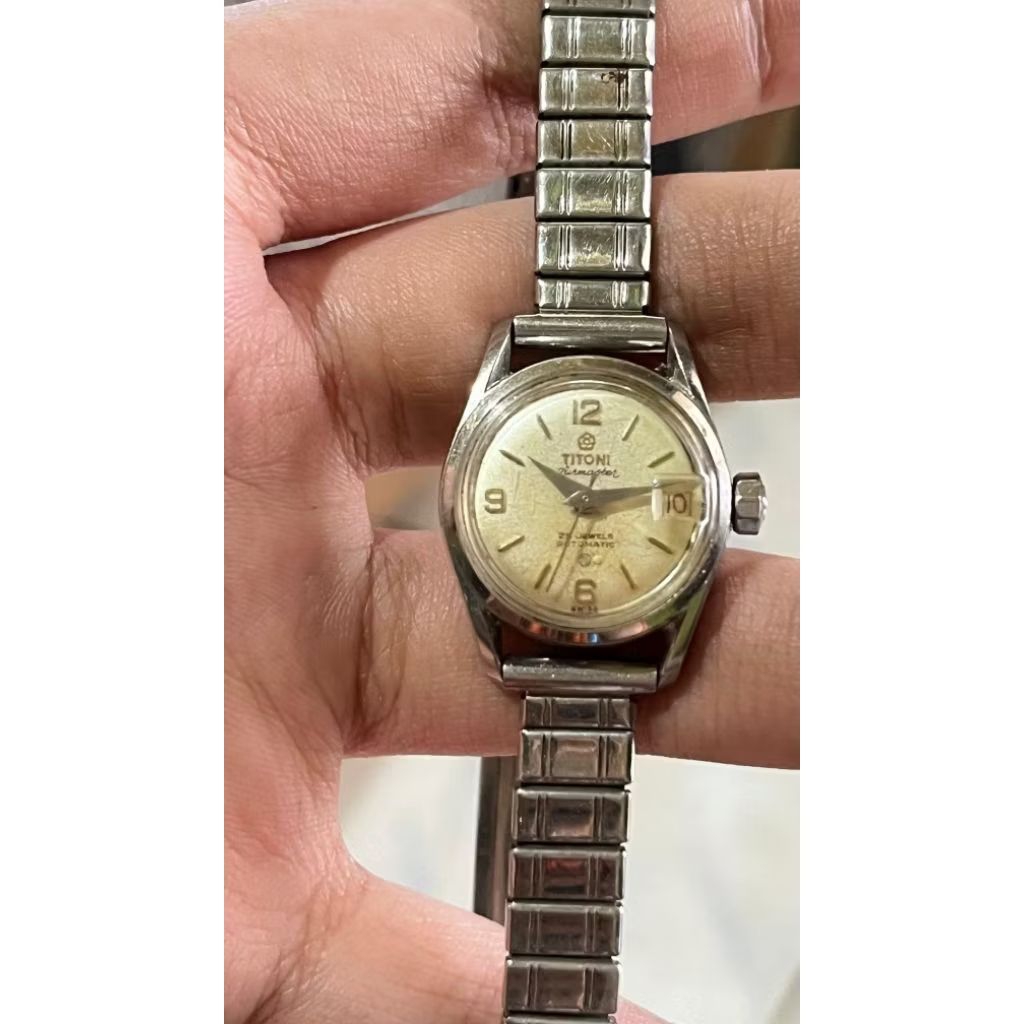 Jam Tangan Cewek Vintage Titoni Airmaster 25 Jewels 361-208 Original Rotomatic Otomatis Automatic Se