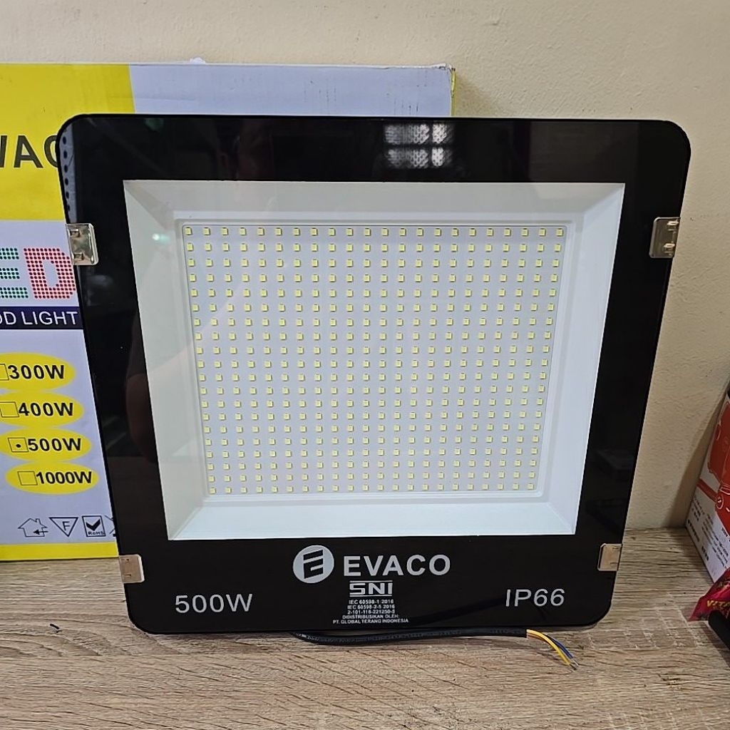 EVACO LAMPU SOROT LED 500 WATT / LED FLOODLIGHT 500W EVACO EA - 604 CAHAYA PUTIH TERANG