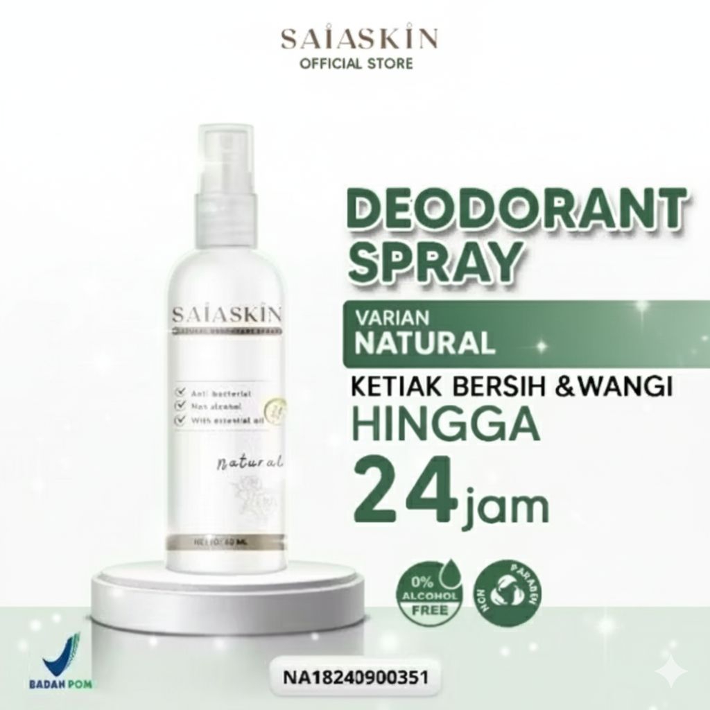 Deodorant tawas spray saia skin alami NATURAL 60ml