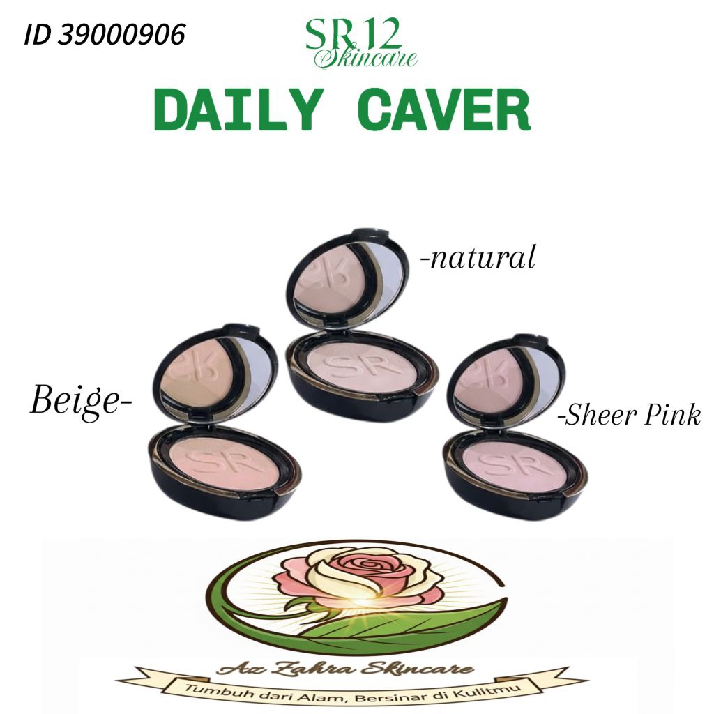 Bedak Padat SR12 Daily Cover Tahan Air Waterproof | Bedak Foundation Mencerahkan Glowing