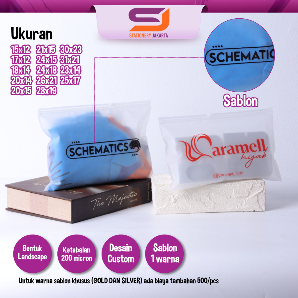 Zipper Bag Custom Desain Sablon Transparan Doff Landscape Organizer Plastik Penyimpanan Ziplock