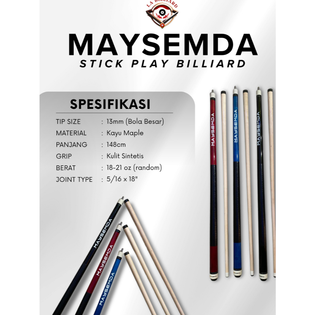 STICK PLAY BILLIARD MAYSEMDA 13MM BOLA BESAR | STICK PLAY BILLIAR