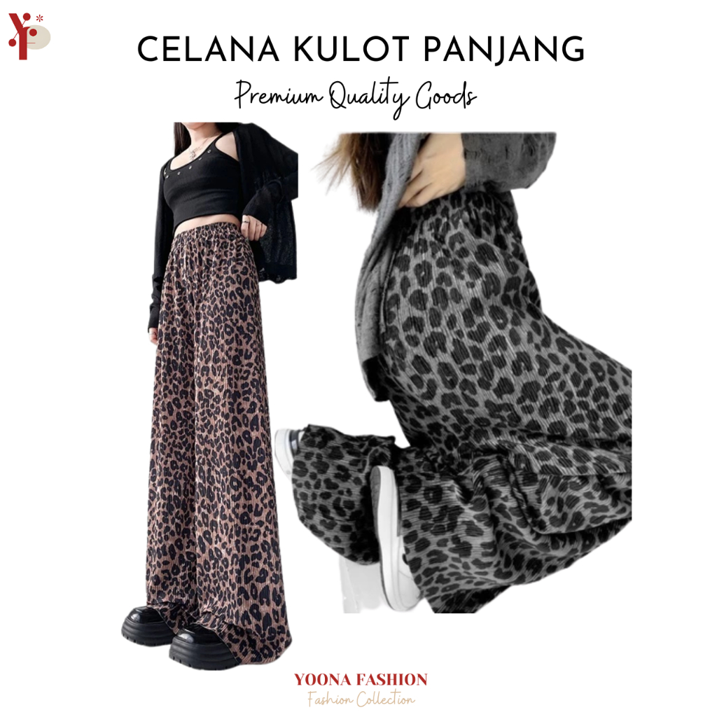 YN CPG537 Celana Panjang Leopard Motif Macan Kulot Bahan Karet Rayon Stretch