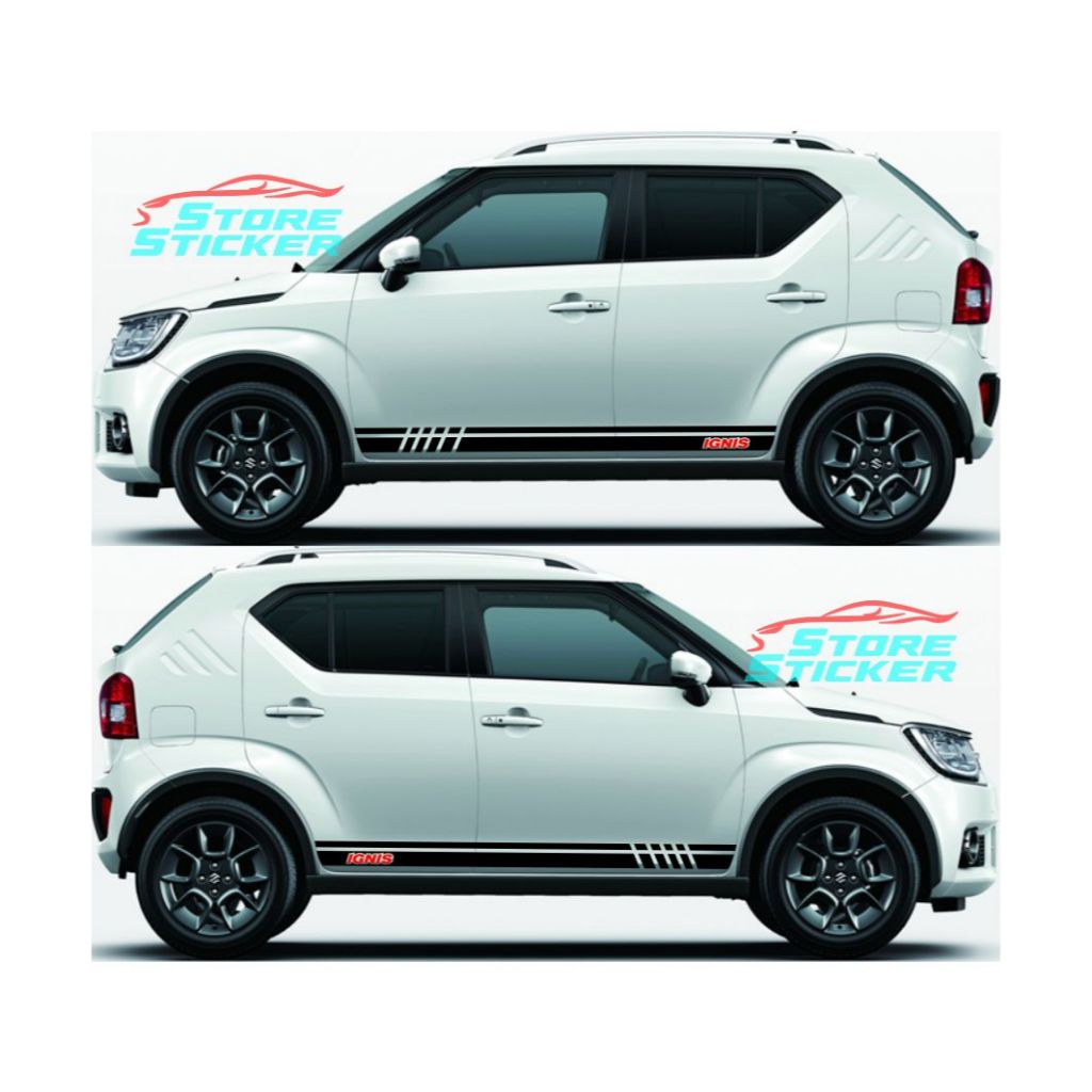 Termurah Stiker Body Samping Mobil Suzuki IGNIS Stiker Cutting Mobil Desain Simple Elegant Sporty