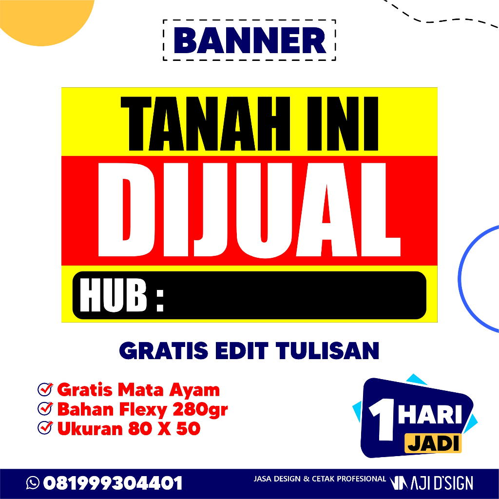 BANNER DIJUAL DI SEWAKAN DI KONTRAKKAN UKURAN 80X50