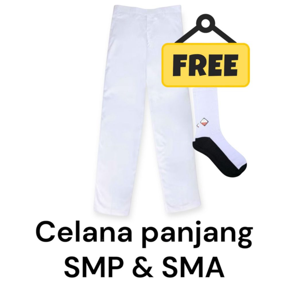 Celana sekolah  sma dan smp panjang. warna putih, seragam sekolah sma. Pria Nyaman