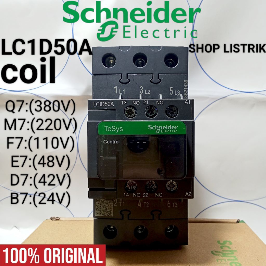 kontaktor contactor LC1D50AD7 LC1D50 AD7 42vac 3p 50a Schneider original