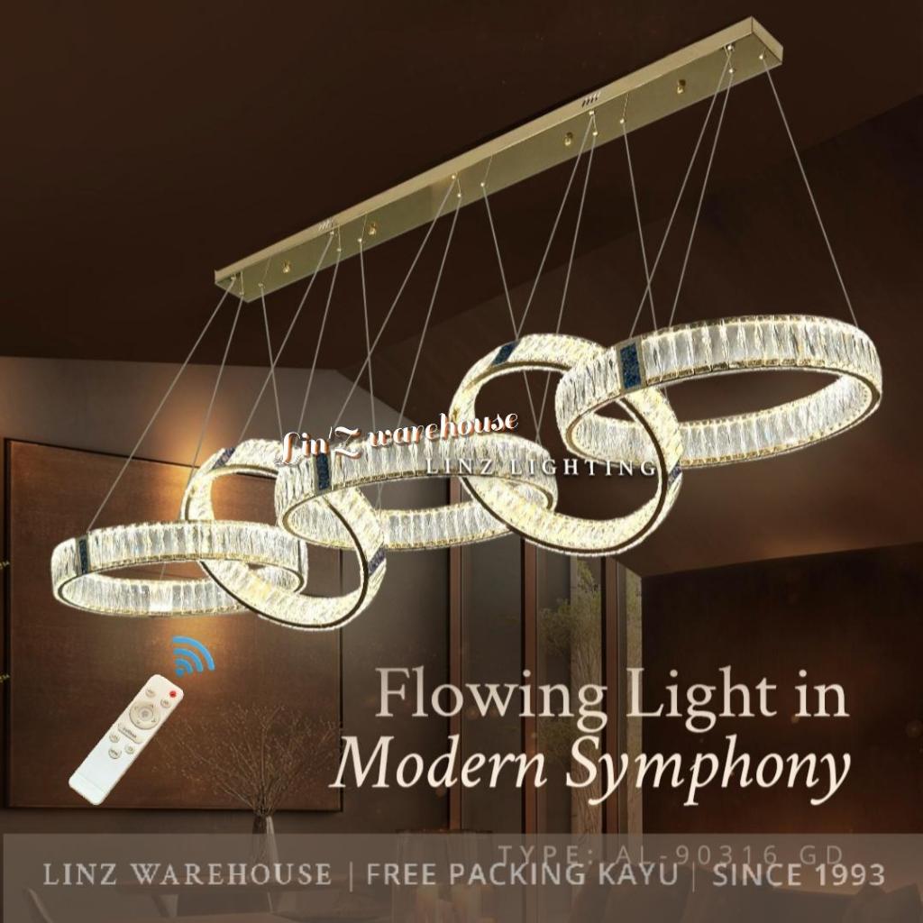 MODERN ISLAND 5 FLOATING CRYSTAL RING LED pendant light