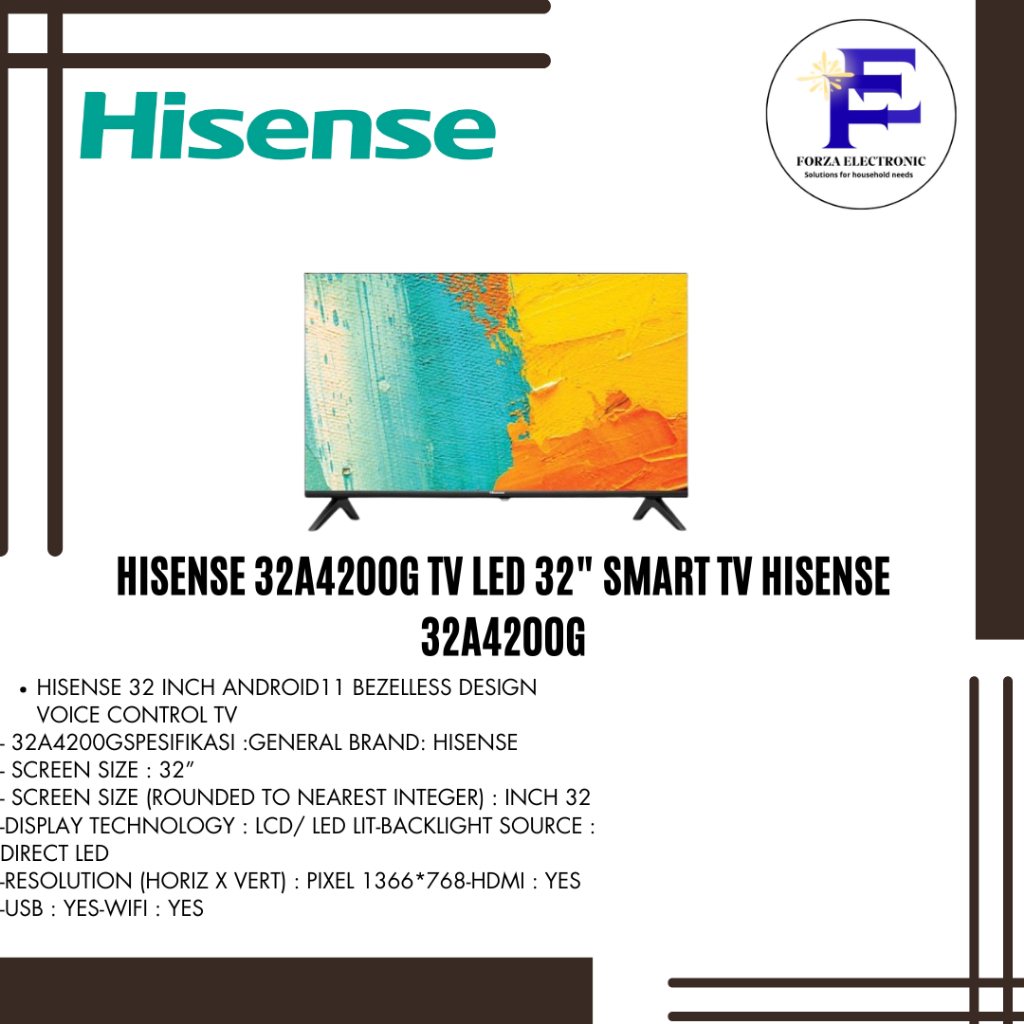 Hisense 32A4200G - TV Led 32" Google TV HD Garansi Resmi -TV Hisense 32A4200G