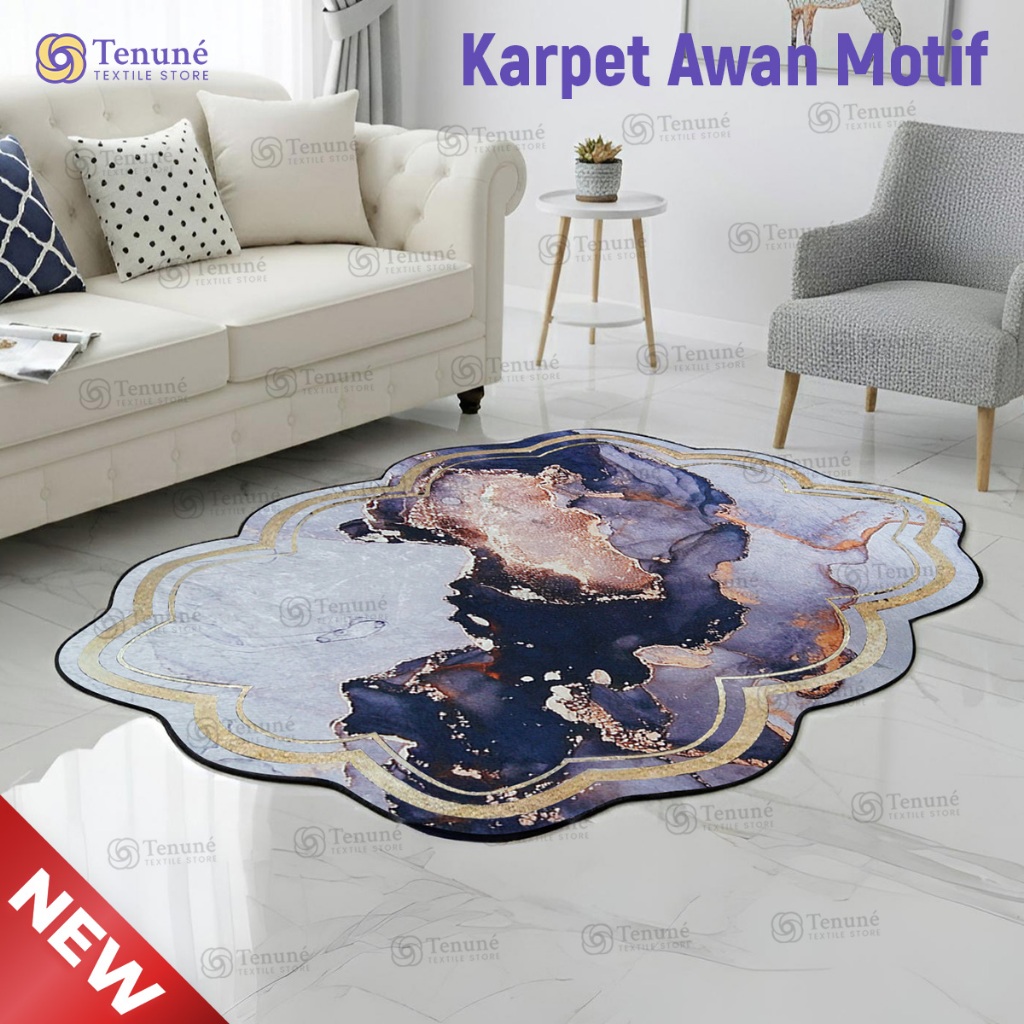 Tenune - Karpet Lantai Motif Awan 150x100 – Bahan Bludru Halus & Nyaman, Dekorasi Kamar Anak | karpe