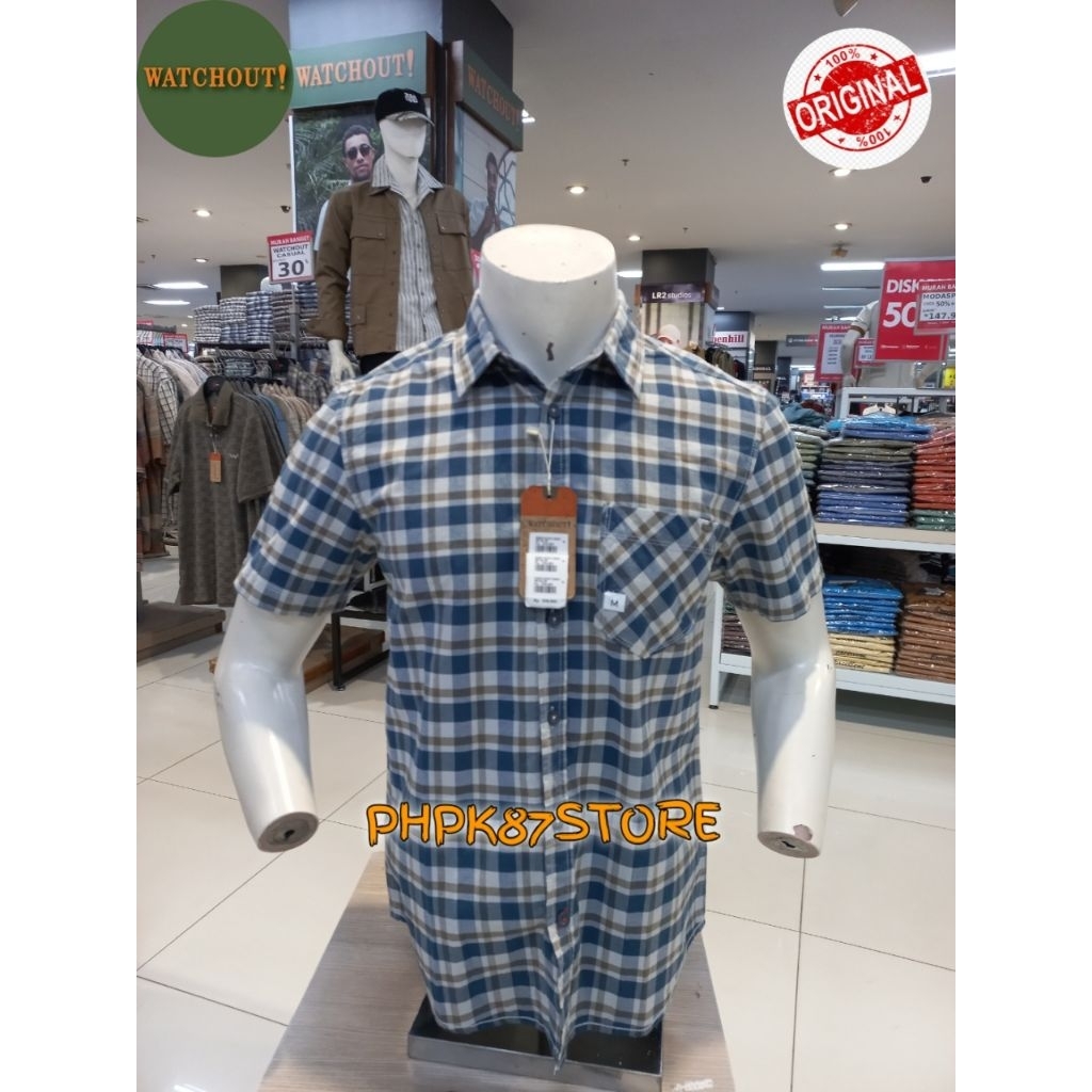 WATCHOUT KEMEJA PENDEK KOTAK KOTAK PRIA ORIGINAL