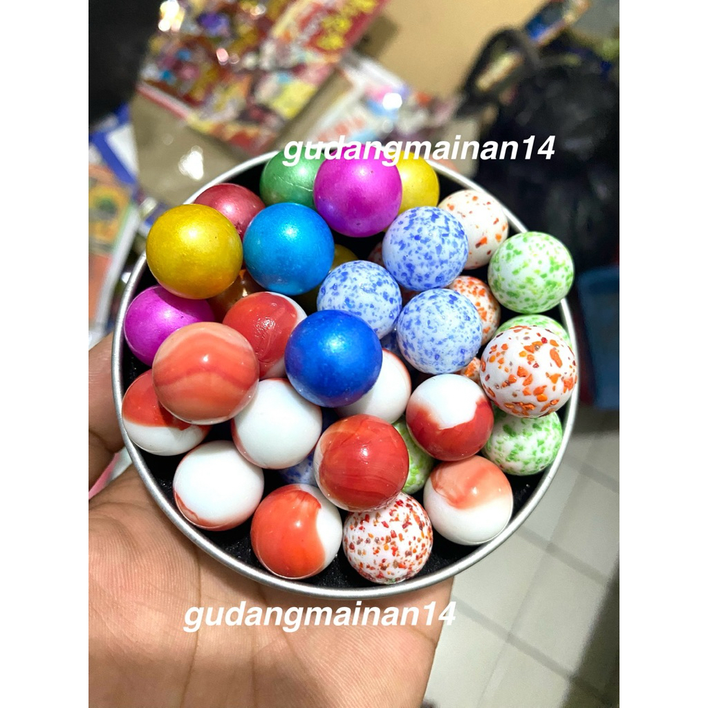 Kelereng/Gundu/Keleci Blaster Bintik Warna Campur Isi 50Pc