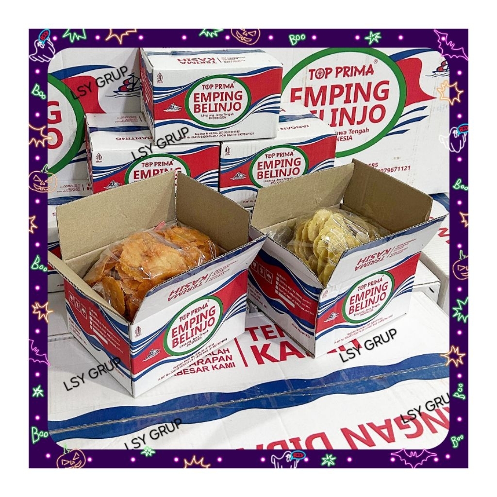 emping melinjo top prima bumbu manis & pedas mentah terlaris ( M/P ) 500gram