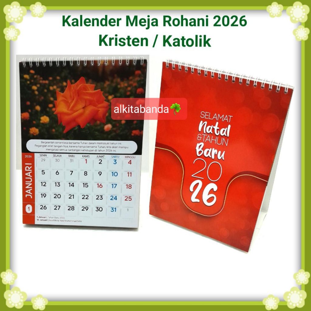 Kalender Meja Tahun 2026. Disertai Ayat Alkitab. Rohani. Kristen / Katolik. A
